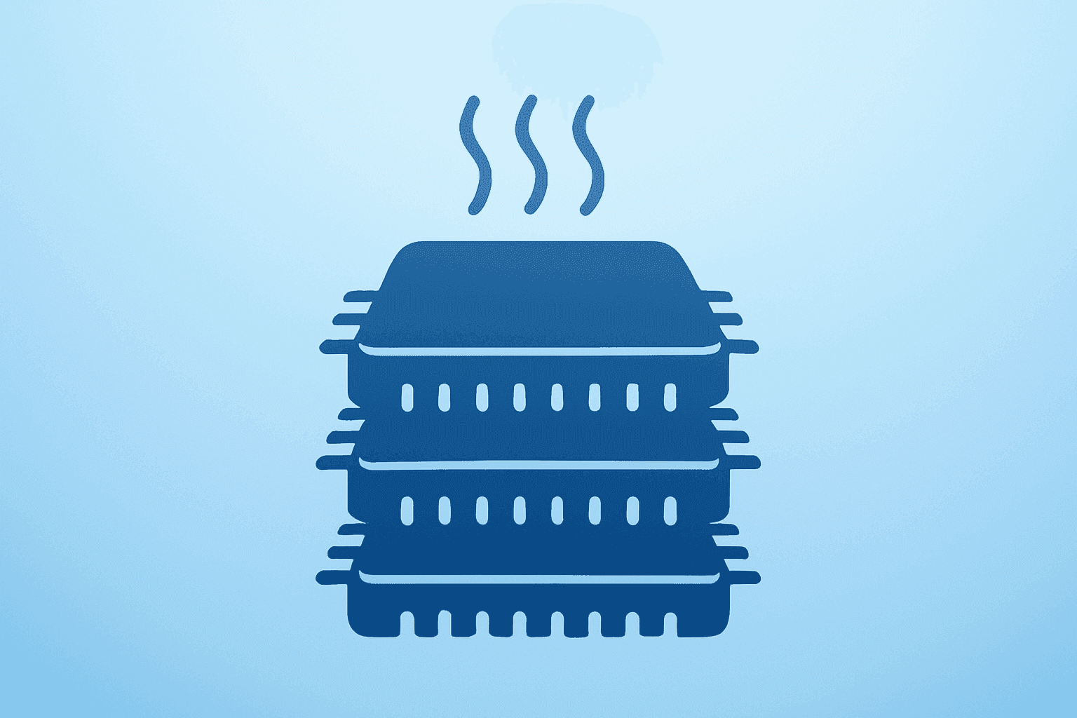 Flat vector of a chip stack straining under thermal load to symbolize Nvidia earnings, margin tension, and capital returns.