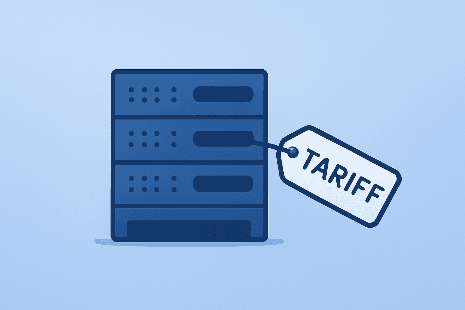 Flat vector server-turbine hybrid symbolizing Caterpillar earnings driven by data-center demand and tariff pressure.