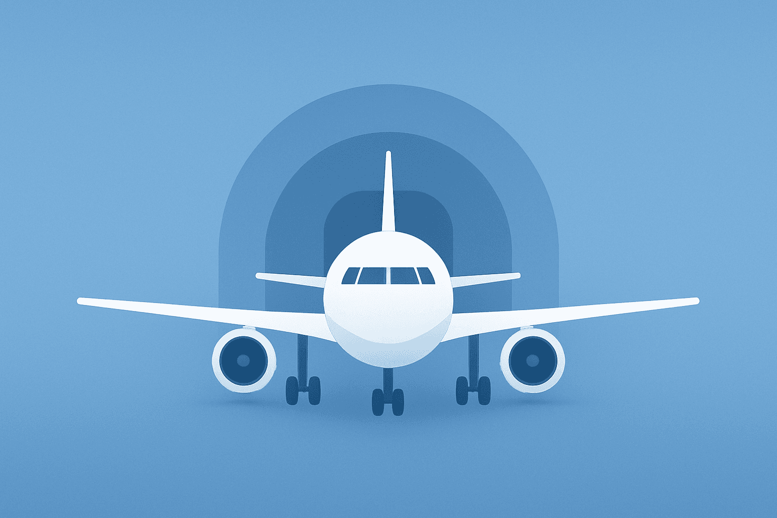 Flat vector airliner silhouette expanding forward to symbolize United Airlines earnings momentum and premium revenue.