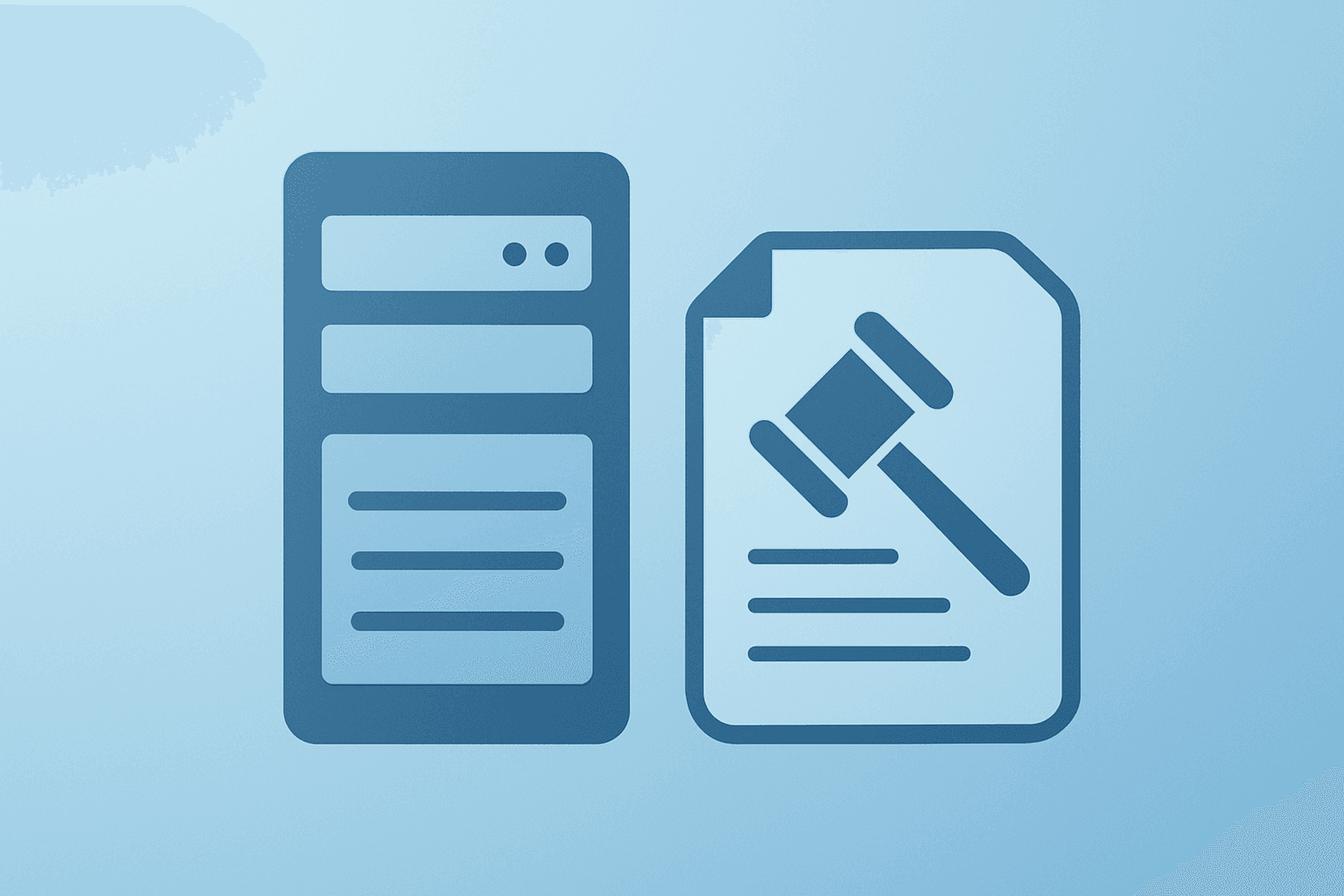Flat filled vector of a communication server under pressure symbolizing EU Charges Meta over WhatsApp AI access.