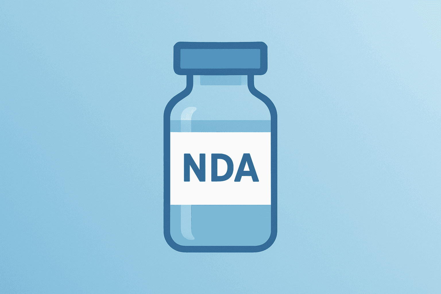 Flat vector cover showing a clinical vial linked to a filing pathway, symbolizing Amylyx Phase 3 Results and NDA push.