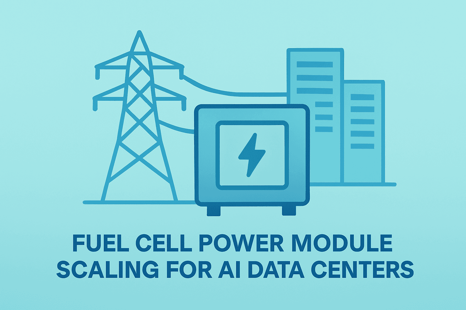 Flat vector of a fuel-cell power module symbolizing Bloom Energy Q4 results and the company's shift to backlog conversion.