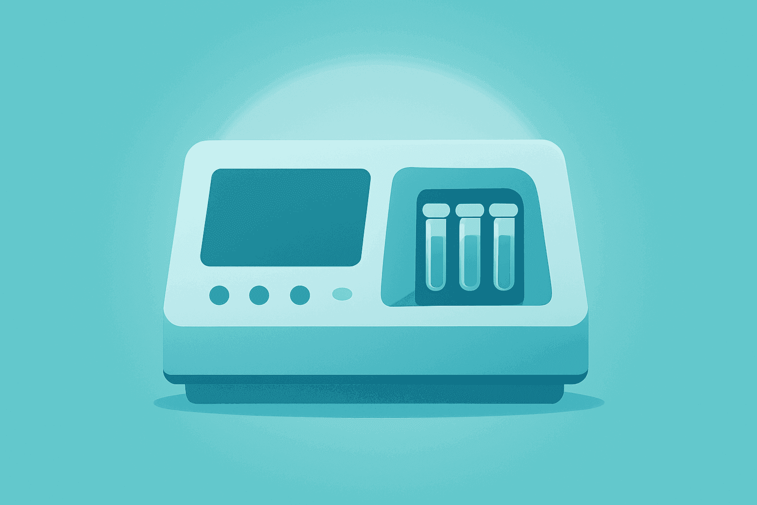 Flat-vector life-sciences instrument surging to symbolize Danaher Q3 2026 earnings lift from margin gains and cash flow.