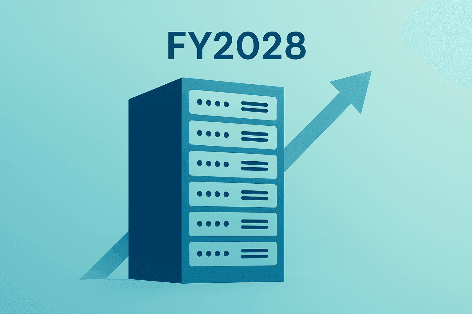 Flat vector server cluster expanding to symbolize Everpure FY2028 outlook tied to hyperscale and AI demand.