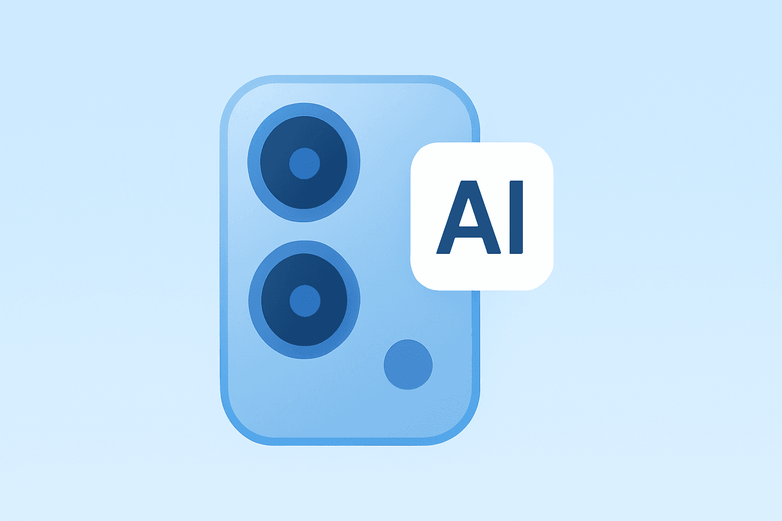 Flat filled vector of a phone camera module under pricing strain symbolizing Samsung Galaxy S26 AI upgrades and cost pressure