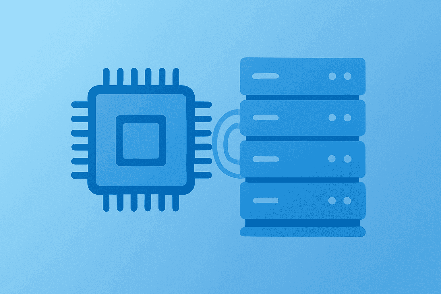 Flat-vector server rack expanding to symbolize AMD Anthropic deal and AI compute capacity with subtle shadow lift.