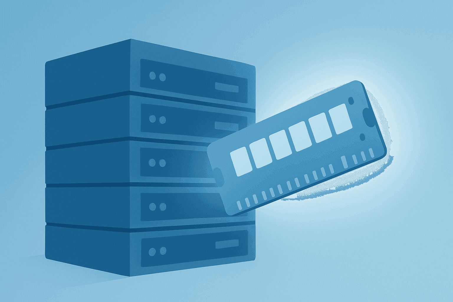 Flat vector server rack fused with a NAND module to symbolize SanDisk stock price-target lifts and a chip-sector pullback.