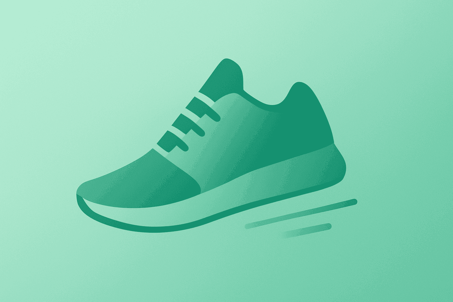 Flat vector running shoe with dimming finish on an emerald-pearl gradient, symbolizing Nike downgrade and valuation pressure.