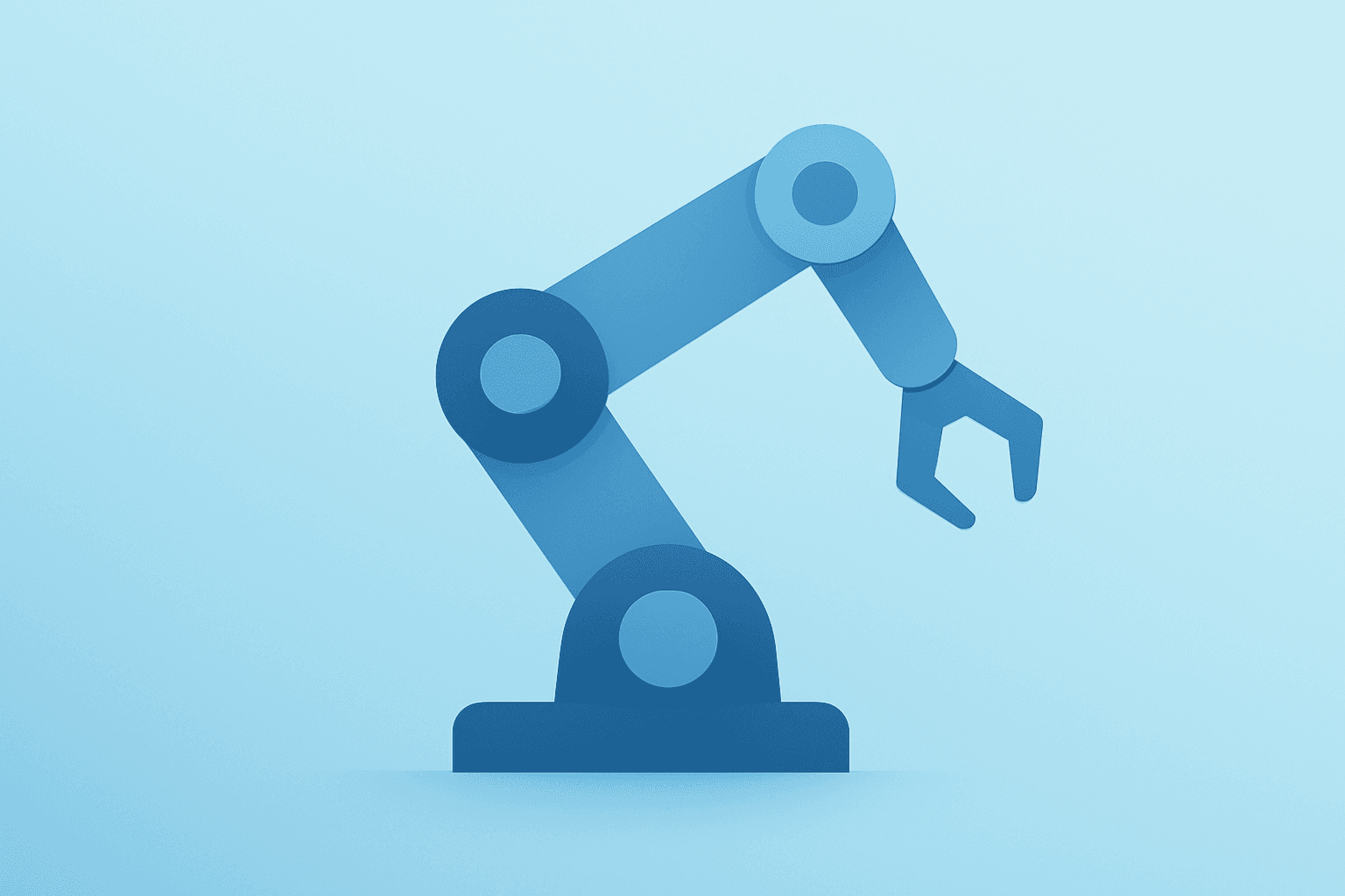 Flat vector of a paused robotic arm on a slate-ice gradient, symbolizing UiPath earnings balancing buyback and guidance.