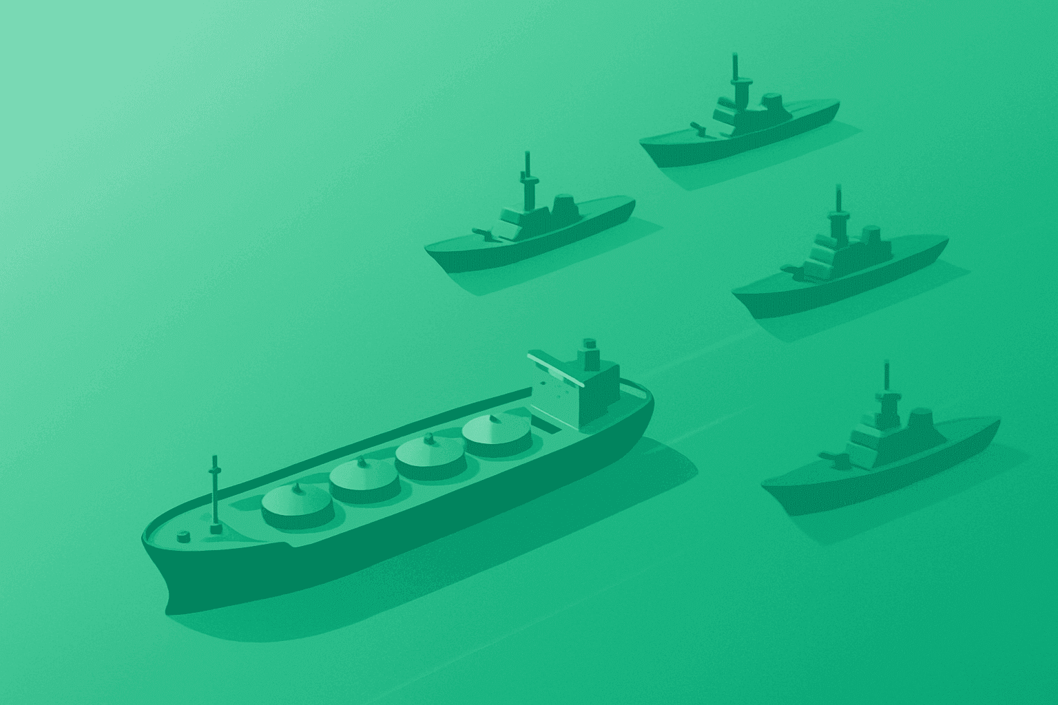 Flat filled vector of a stalled oil tanker under a naval blockade showing Iran ceasefire extended and halted Strait flows.