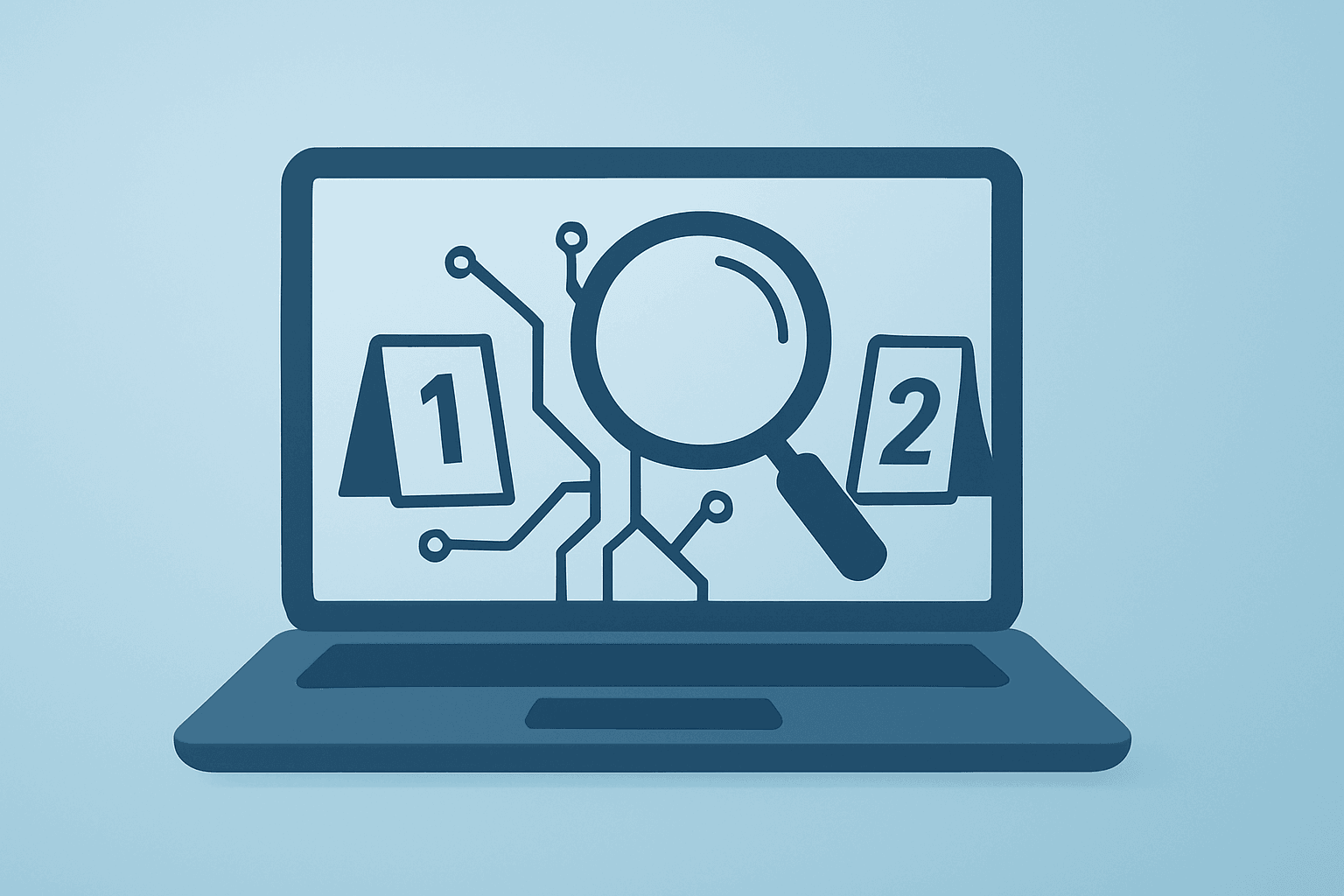 Flat vector cover showing a recovered MacBook as evidence for the Apple OpenAI trade-secret lawsuit, with forensic notes.