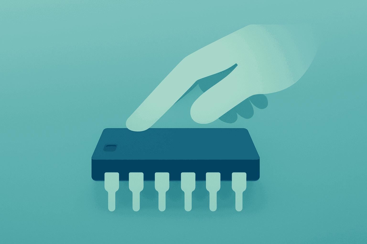 Centered flat vector of a memory chip under pressure to symbolize Korean AI chip stocks' profit and return tension.