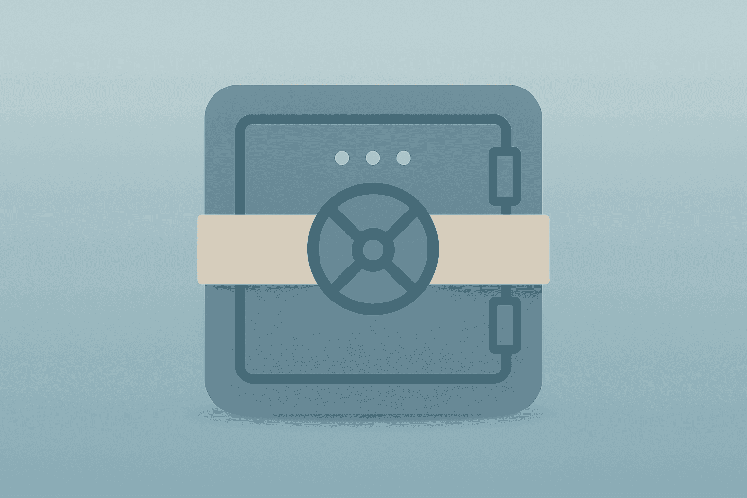 Flat centered vector of a studio vault under a regulatory band symbolizing the Paramount Skydance Warner Bros deal UK review