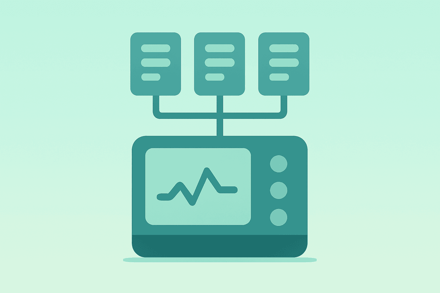 Flat vector of a diagnostic device expanding into a research module illustrating Abbott to Acquire Exact Sciences.