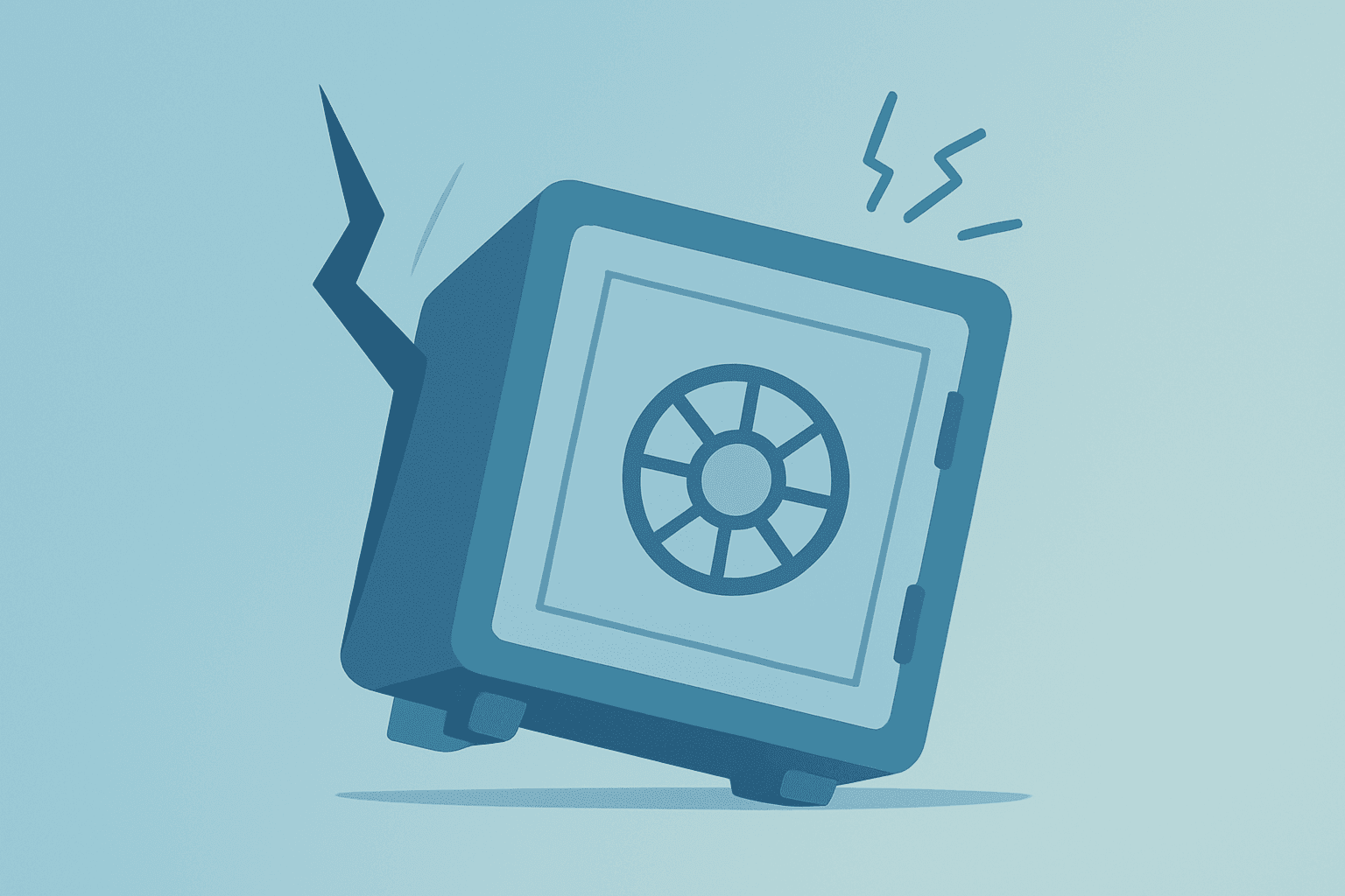 Flat vector of an insurance vault steadying under strain representing Centene earnings and the 2026 profit outlook.