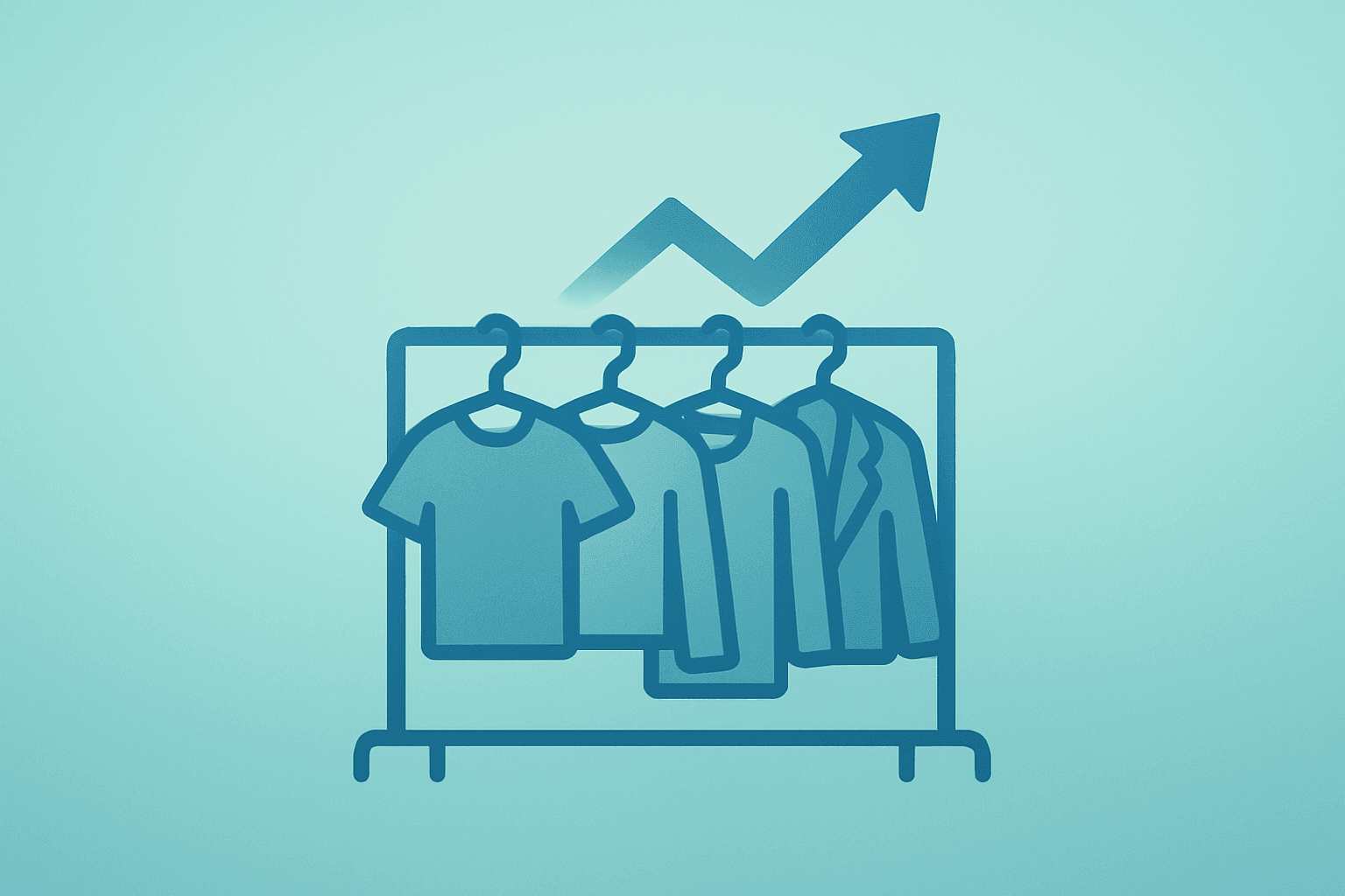 Flat filled vector of a retail clothing rack surging forward to symbolize Ross Stores earnings and buyback.