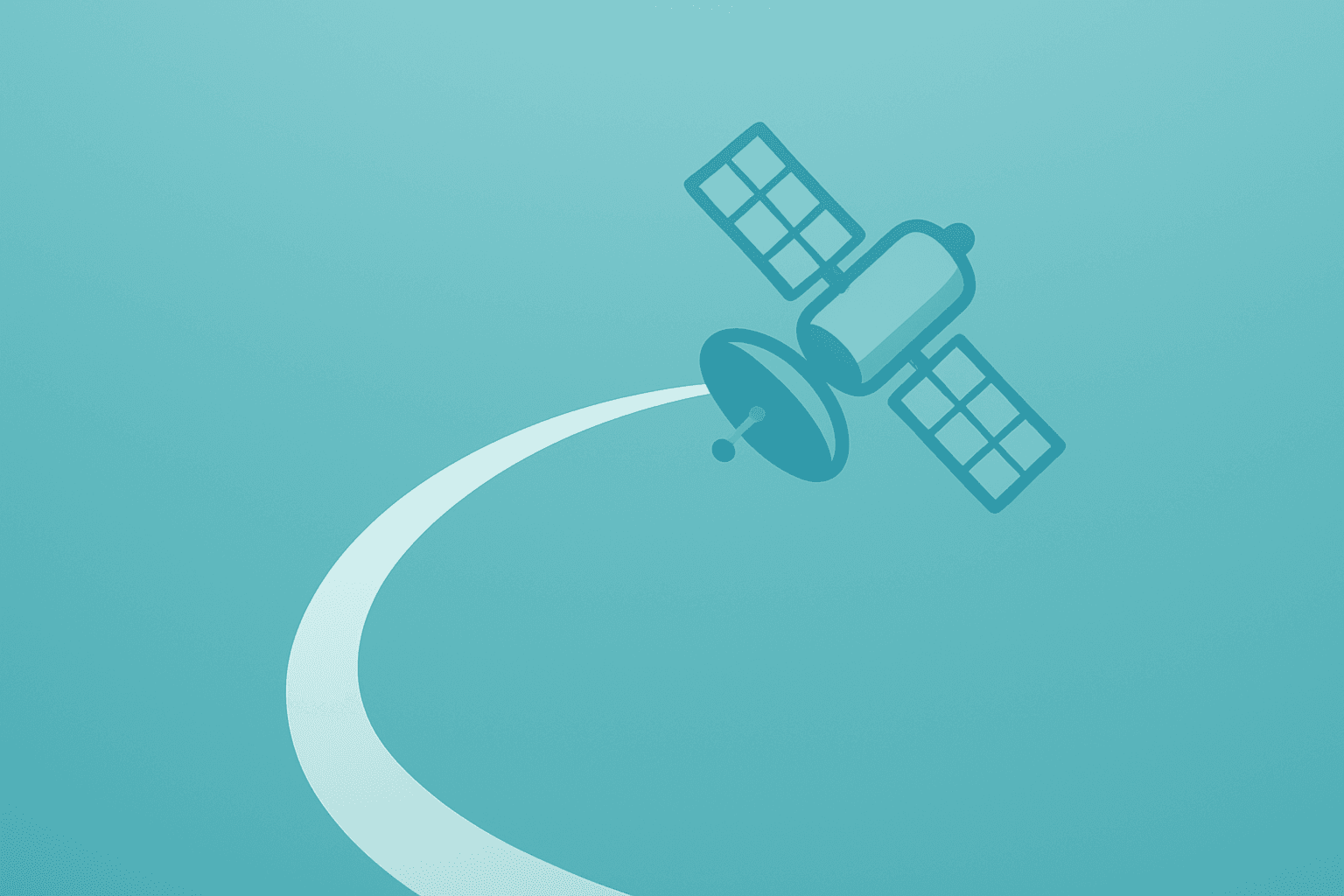 Flat vector of a stylized satellite widening its orbit to symbolize SpaceX IPO and rising interest in public space stocks