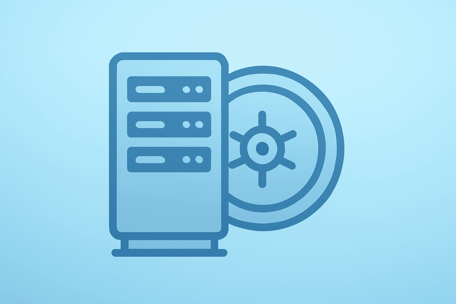 Flat vector of a server merging with a vault to symbolize Amazon OpenAI investment talks and large funding stakes.