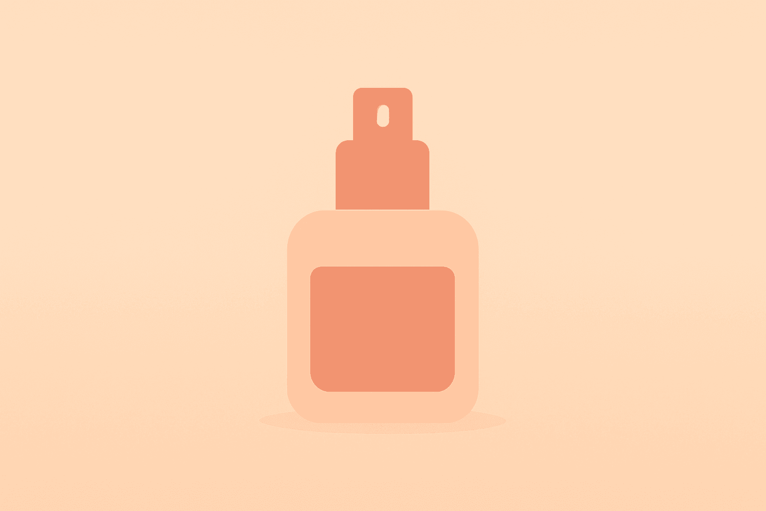 Flat vector of a cosmetics bottle merging with a perfume flacon to represent the Estée Lauder Puig merger.