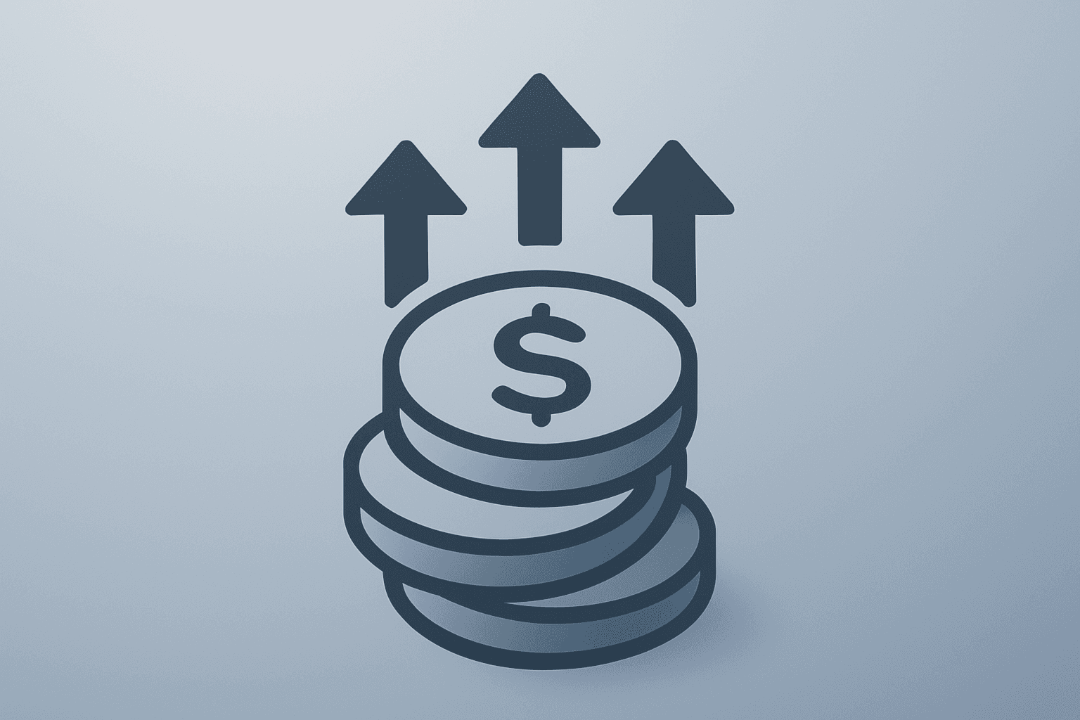 Flat vector of stacked asset tokens swelling under inflows representing BlackRock earnings and rising assets under management.
