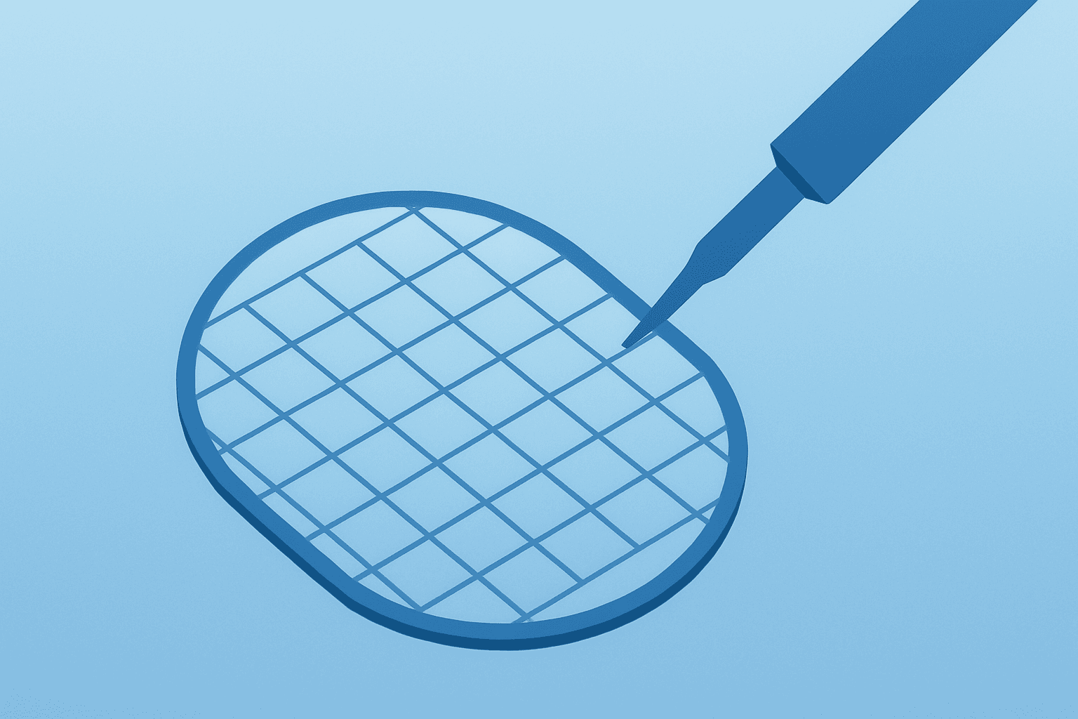 Minimal flat-vector chip icon with cracked wafer and shadow lift symbolizing Nvidia Halts Intel 18A Testing uncertainty.