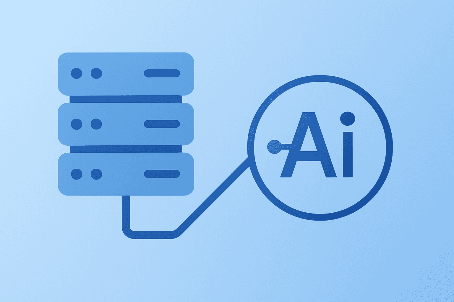 Flat vector of a server stack merging into a token core to symbolize Alibaba Token Hub unifying AI teams and products.