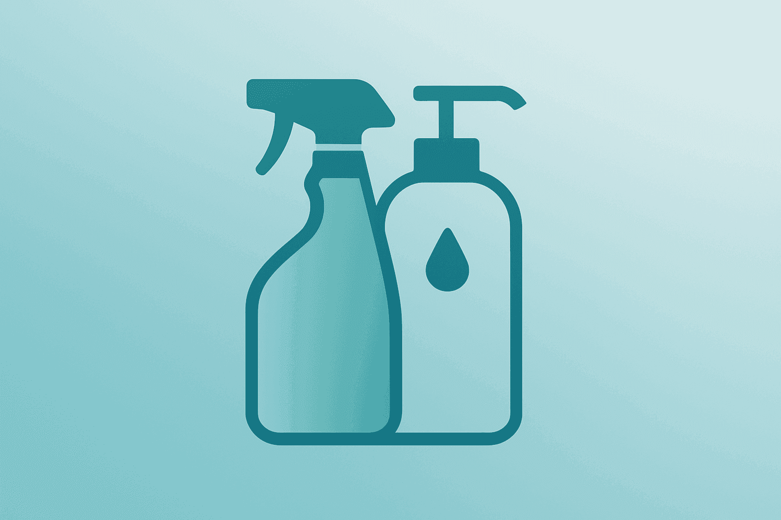 Flat vector of a cleaner bottle fused with a cog and crates to symbolize GOJO and inflation headwinds for Clorox earnings.