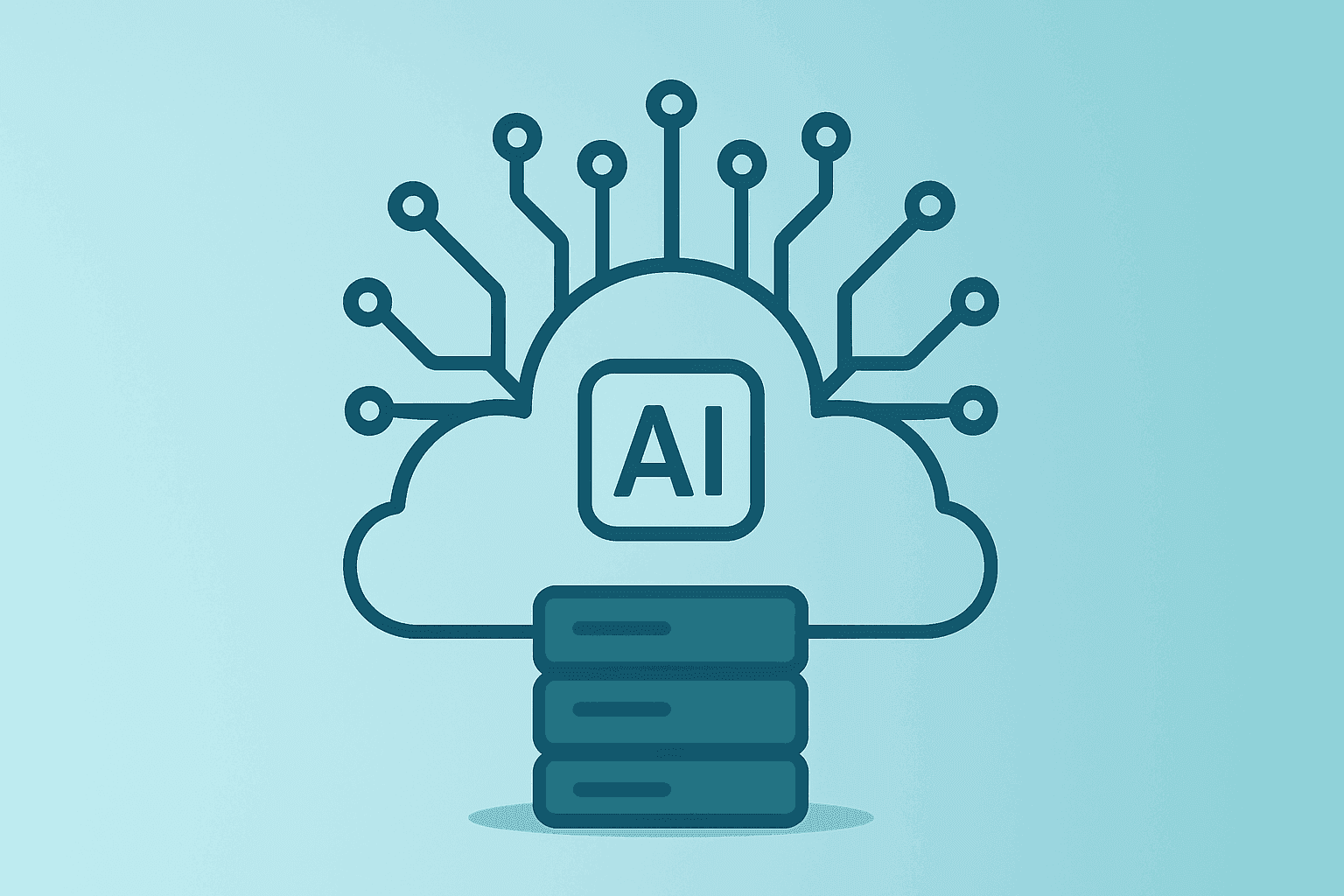 Flat vector server with expanding circuit symbolizing Salesforce revenue forecast lift from AI agents and Anthropic tie-up.