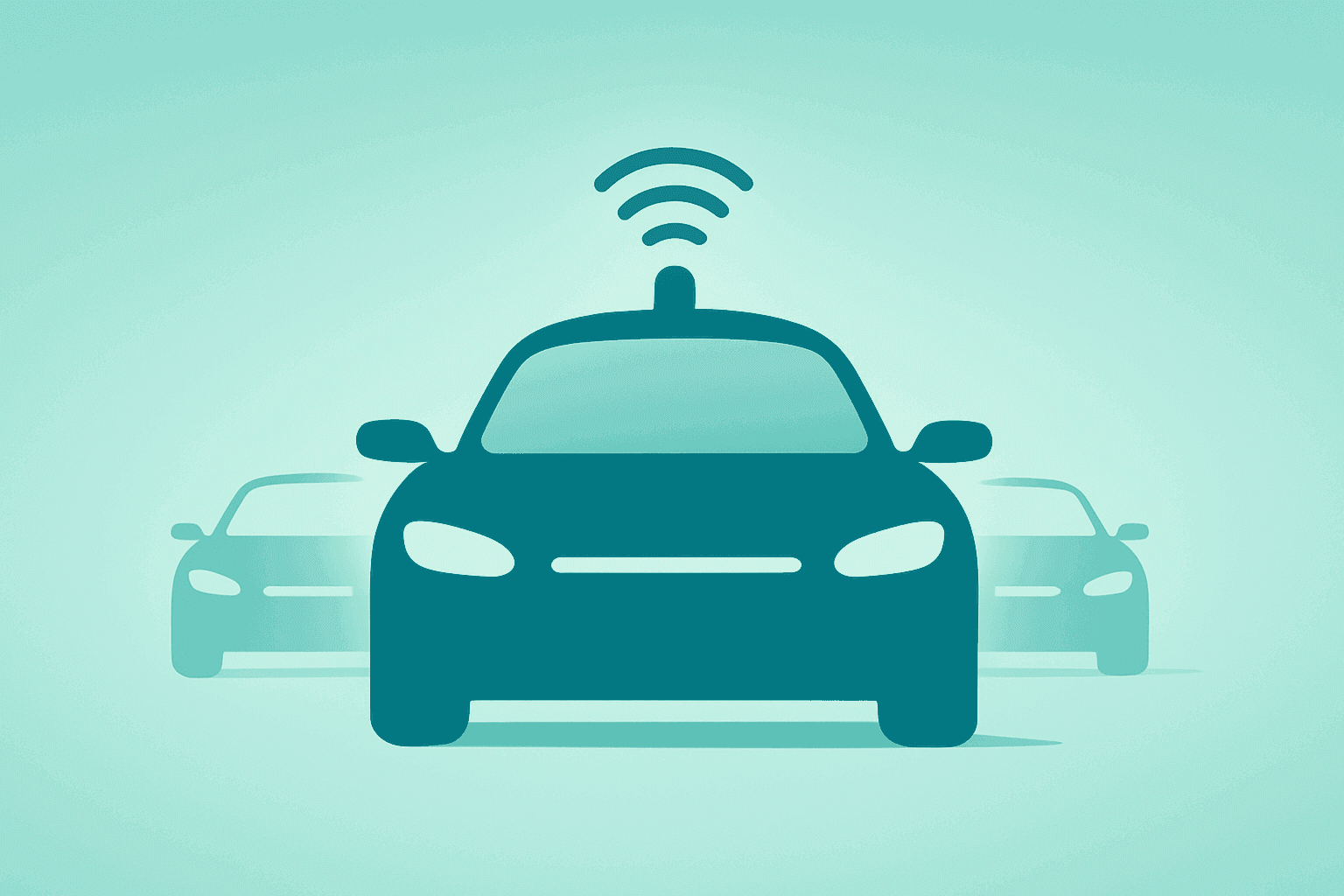Flat vector of a robotaxi expanding forward to symbolize Pony.ai Q1 2026 results and fleet expansion.