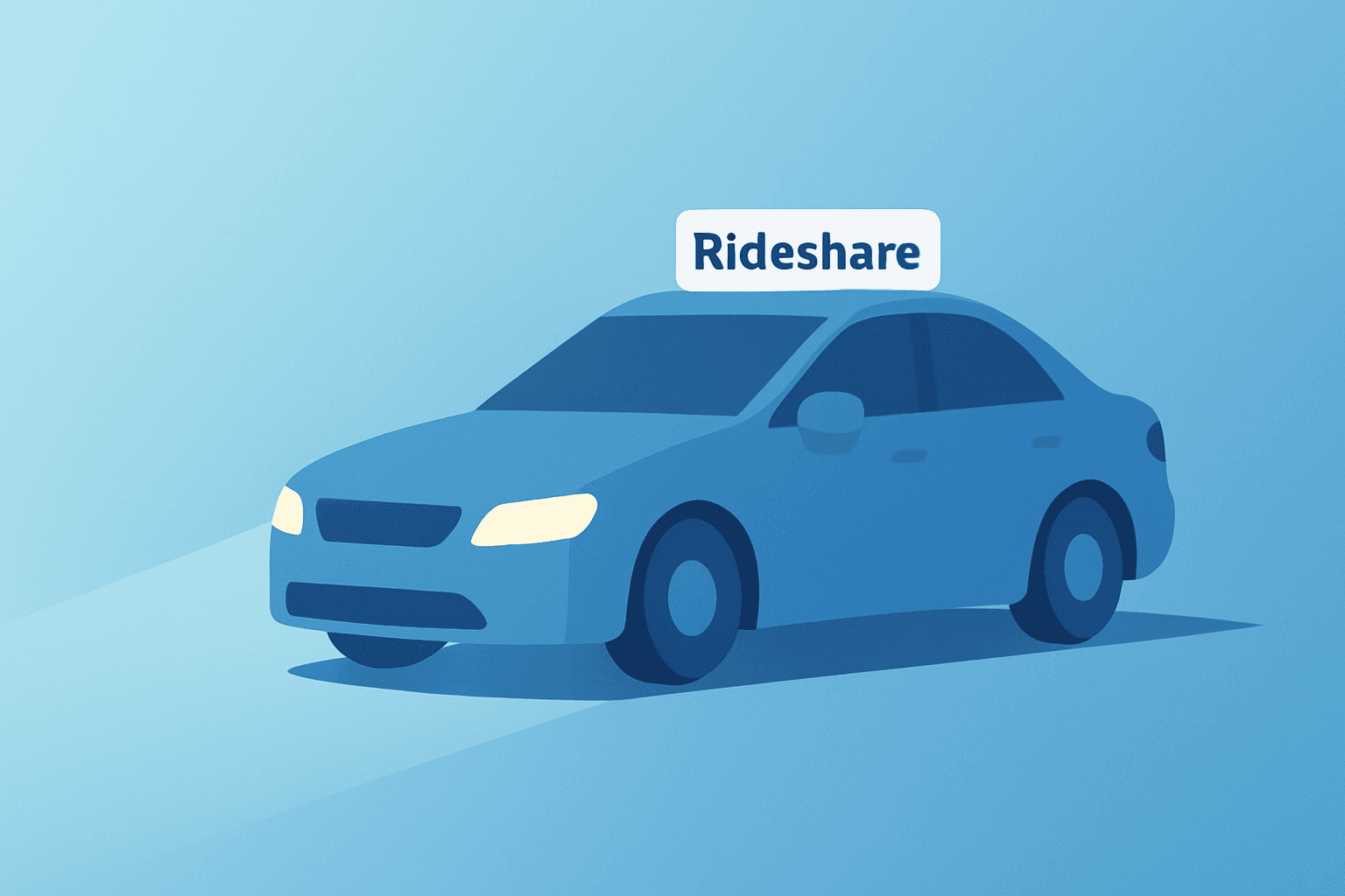Flat vector of a rideshare vehicle with a dimming headlight symbolizing Lyft earnings and softer 2026 guidance