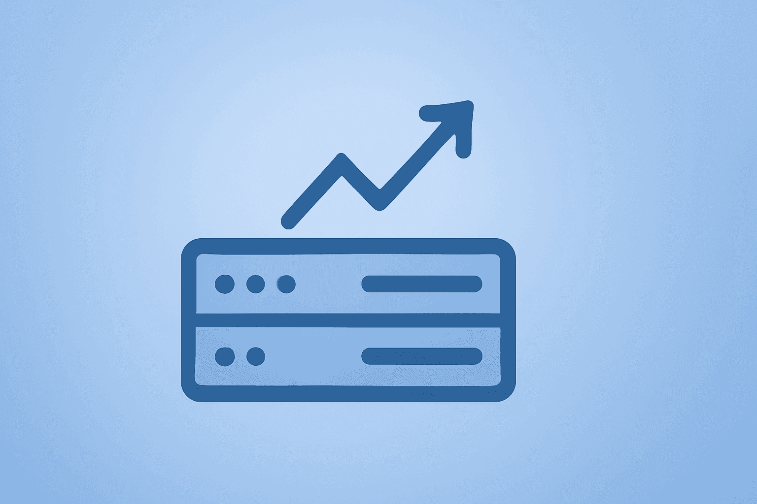 Flat-vector cobalt-silver cover of a server blade showing throughput surge to represent CoreWeave Vera Rubin NVL72.