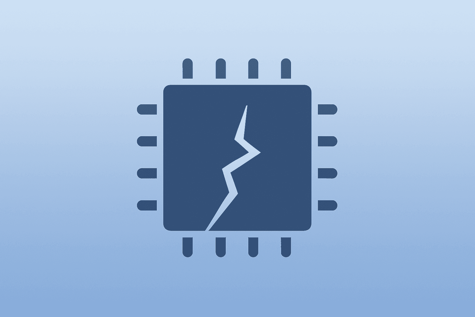 Flat vector of a server chip dimming under a spotlight to represent Nvidia Q4 earnings uncertainty around Blackwell ramp.