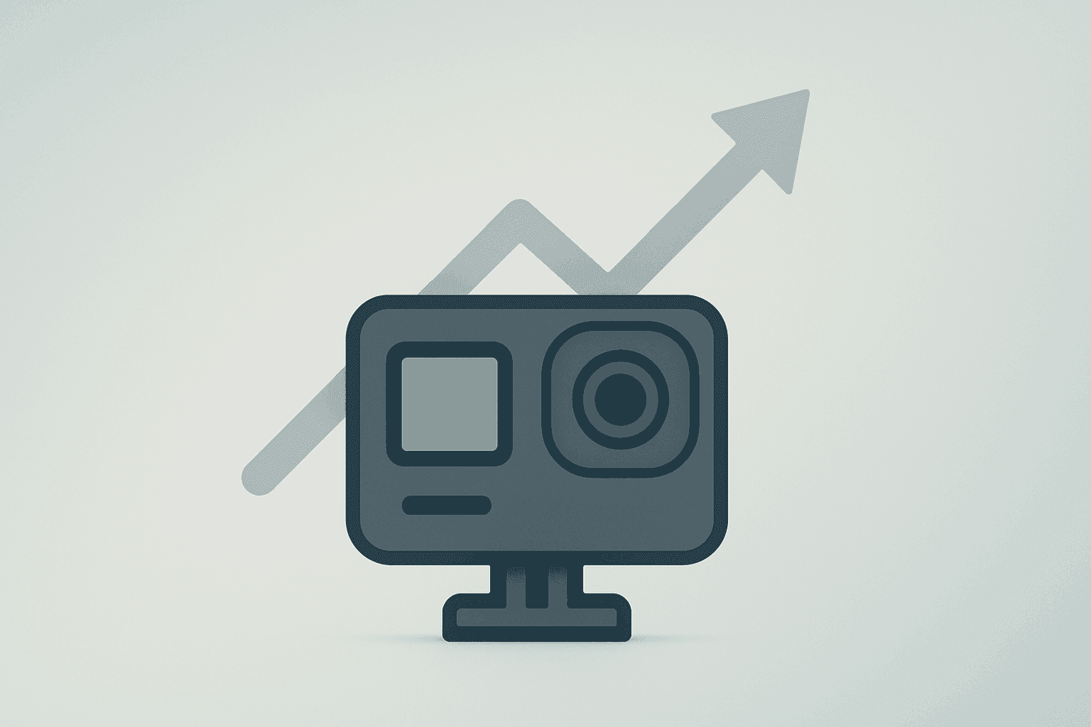 Flat-vector action camera amid retail-driven surge representing the Markiplier GoPro stake and short-squeeze trading dynamic.