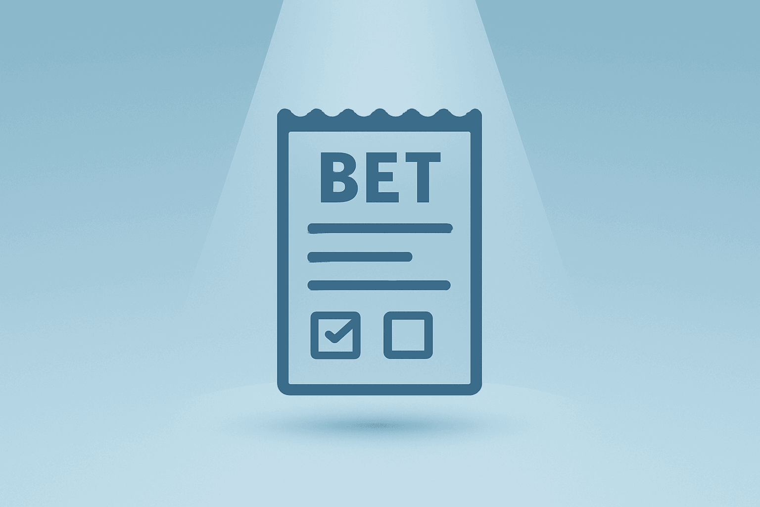 Flat-vector betting slip under a spotlight to reflect DraftKings Q2 earnings tension between wager volume and monetization.