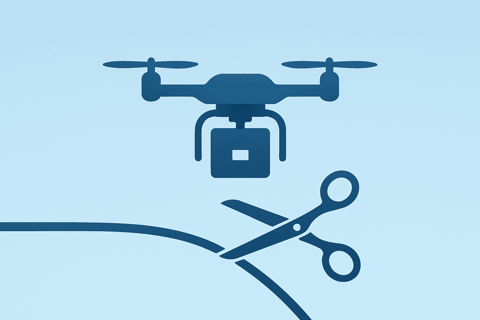 Flat vector of a Prime Air drone incident highlighting Amazon FAA probe after a drone severed an internet cable