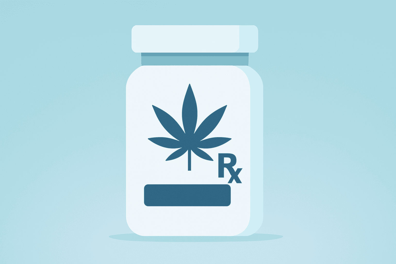 Flat vector of a medical cannabis vial merging with a stock-market icon to illustrate Marijuana Rescheduling and Tilray volatility.