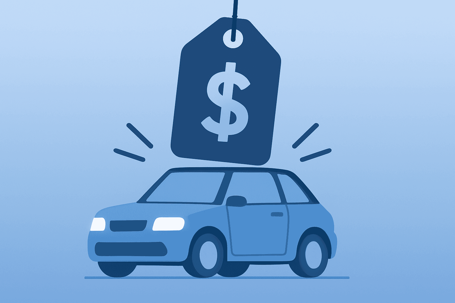 Flat vector car compressing into a tighter silhouette to symbolize Toyota 2025 sales and tariff profit squeeze.