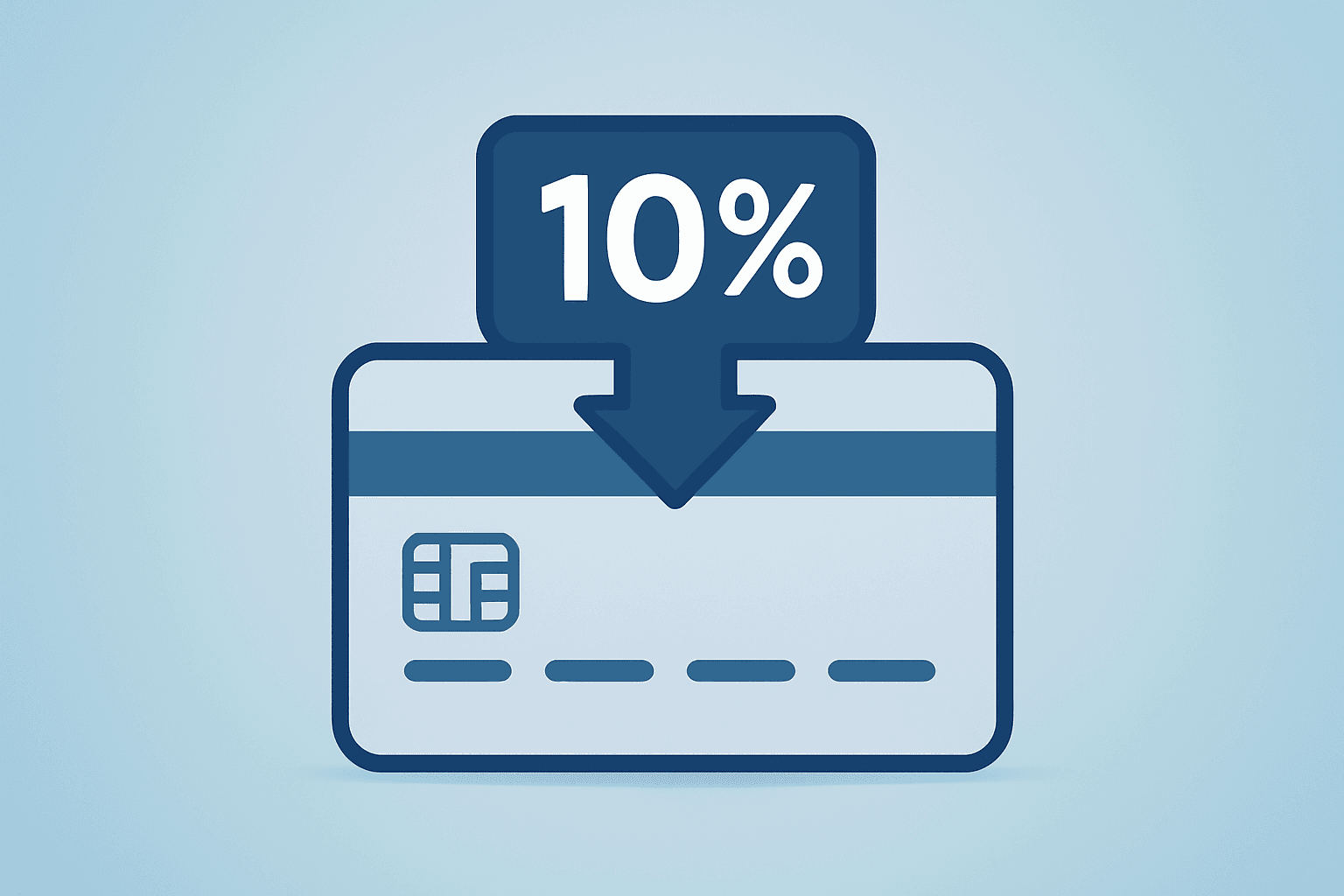 Flat filled vector of a credit card under a clipped interest band symbolizing Trump 10% Credit Card Cap and bank risk.
