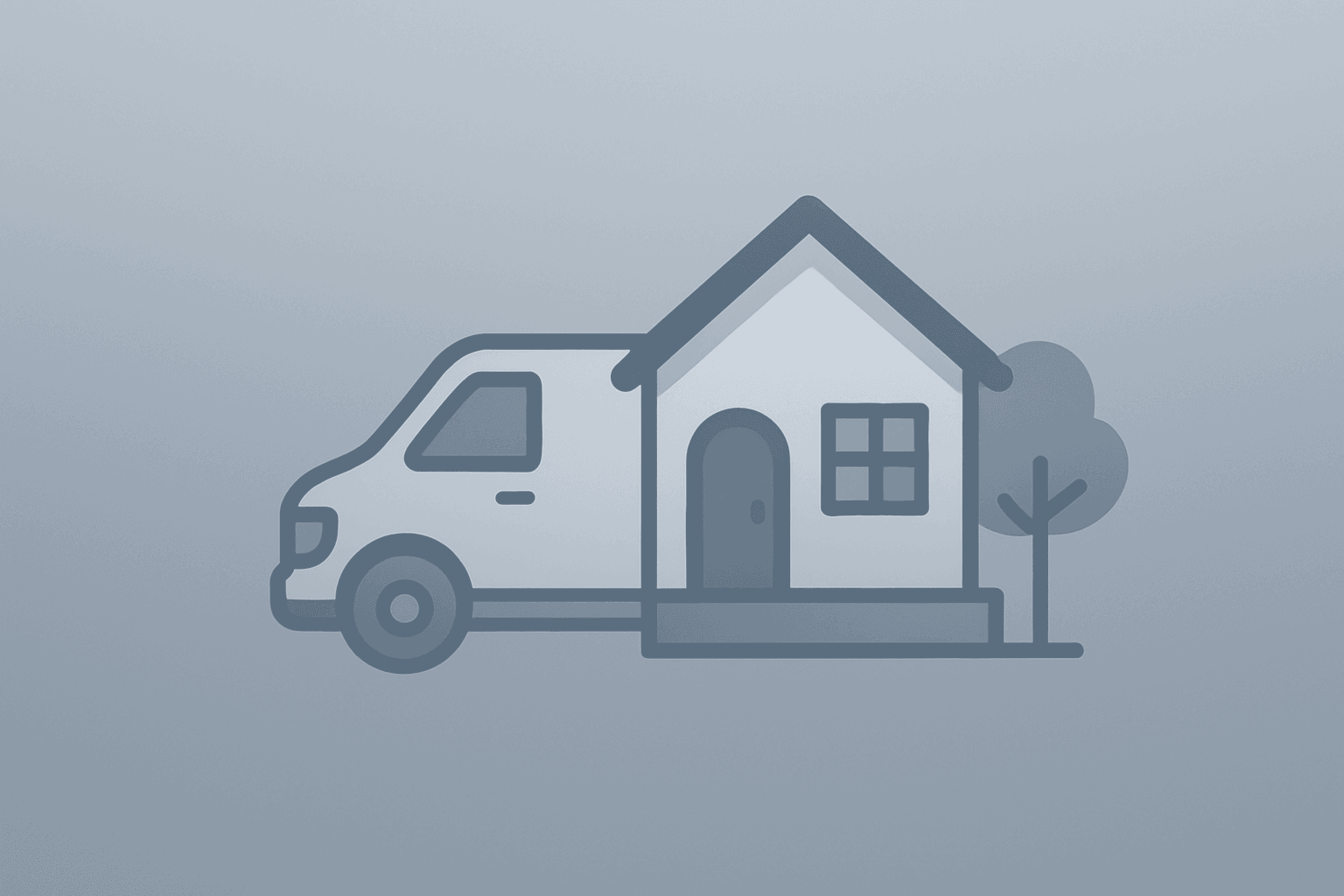 Flat vector of a neighborhood delivery van merged with a small hub icon representing Amazon 30-minute delivery speed.