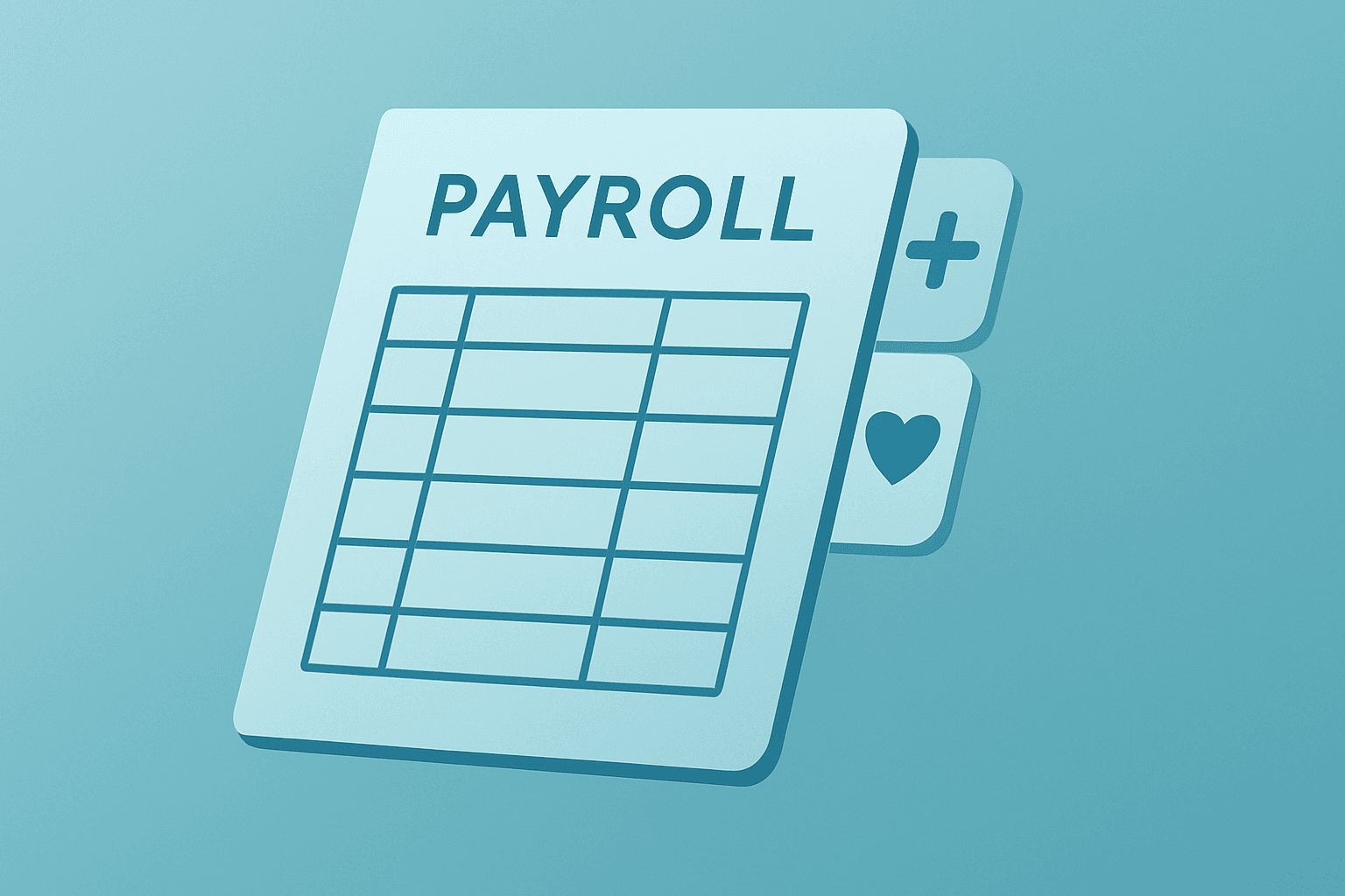 Flat vector payroll ledger with health care tabs representing ADP jobs report focus on hiring and pay growth.