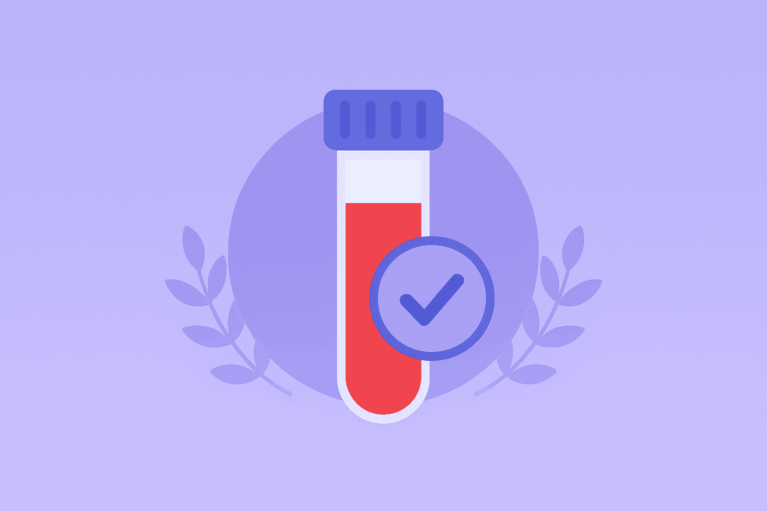 Flat vector of a diagnostic blood vial fused with a DNA fragment to symbolize GRAIL Galleri FDA vote and regulatory milestone.