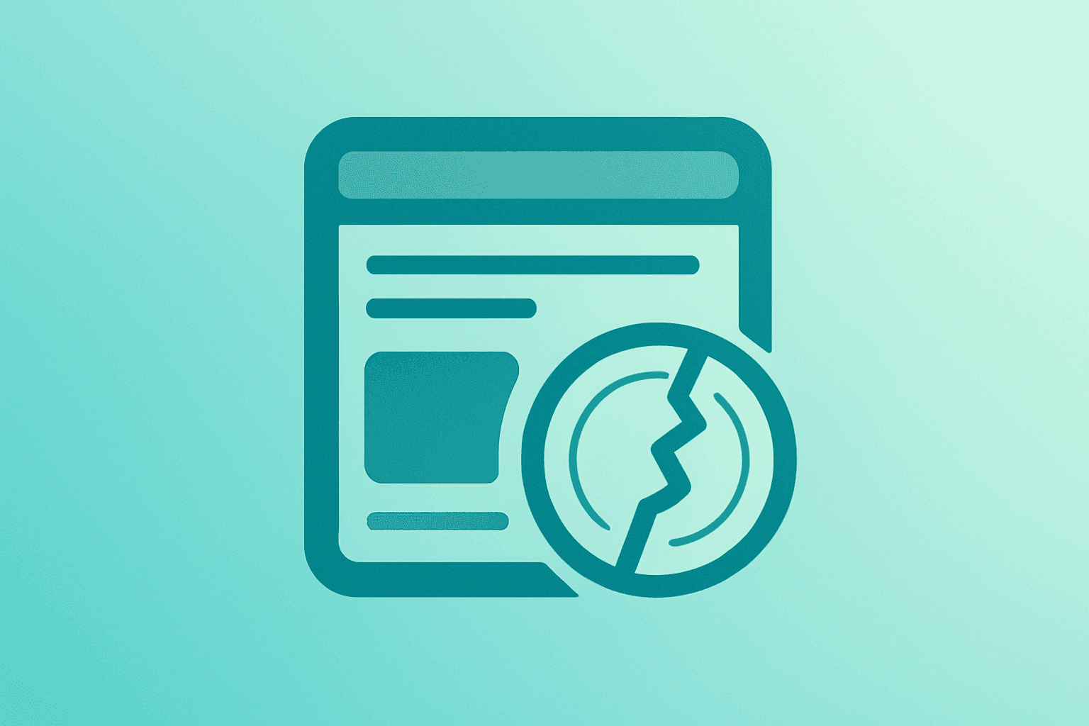 Flat filled vector of a server with a fractured digital-asset cache, reflecting Trump Media earnings writedown losses.