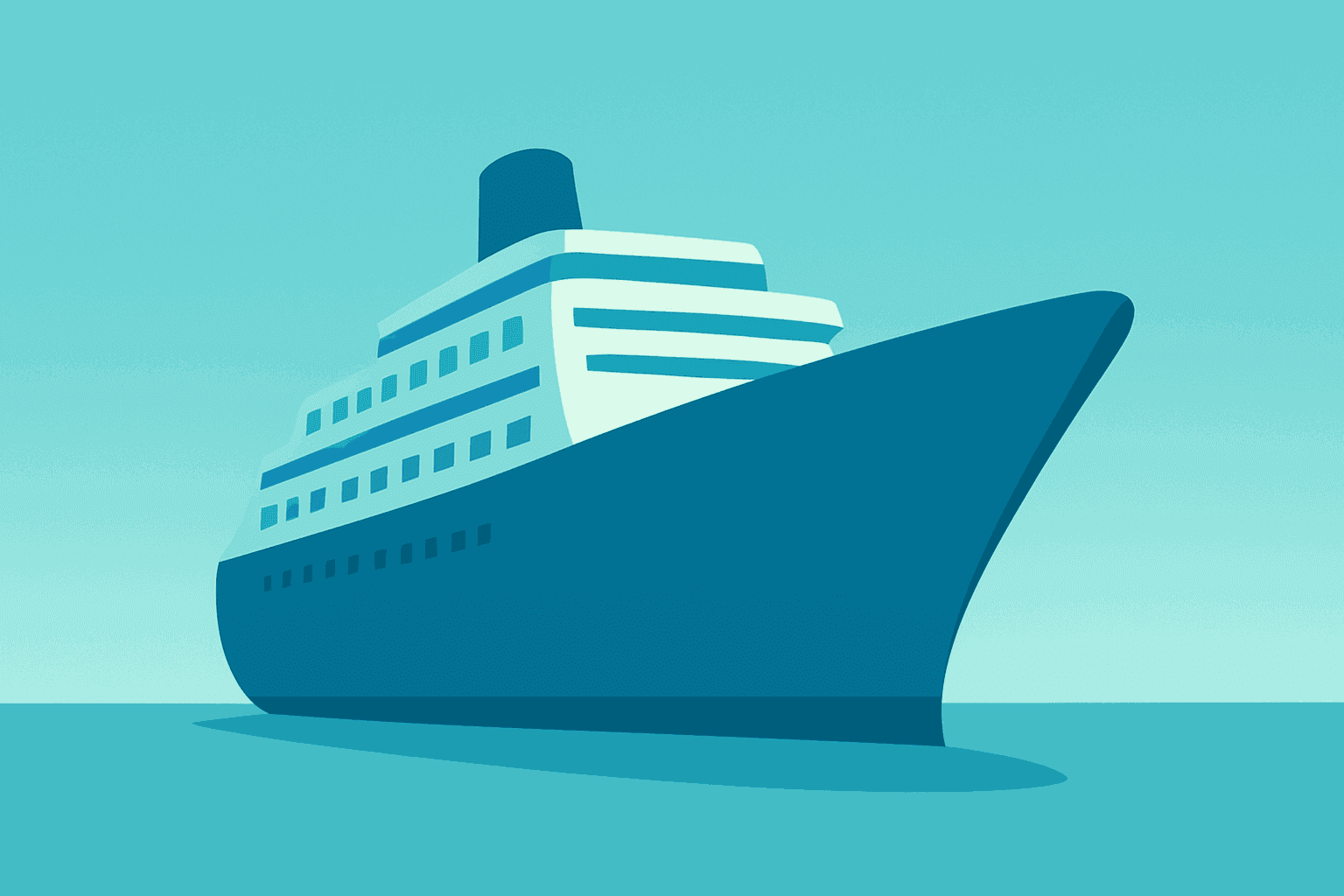 Flat-vector cruise ship with expanding bow to signal record revenue and improved outlook for Carnival Q3 2026 earnings.
