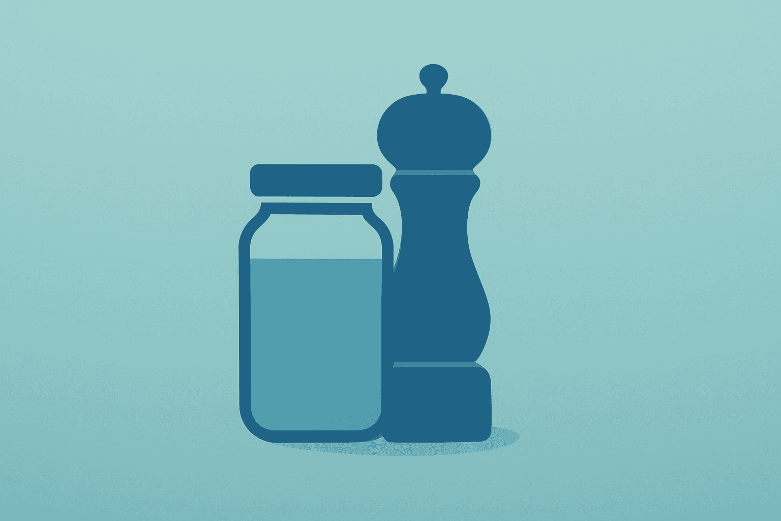 Flat vector depiction of a food jar merging with a spice mill to represent the Unilever McCormick merger and $15.7B cash.