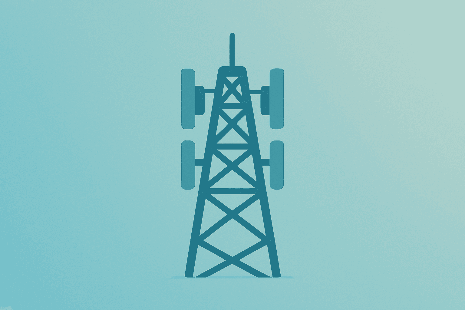 Flat-vector telecom tower motif for Rogers Communications Q3 Results highlighting capex cuts and record free cash flow.