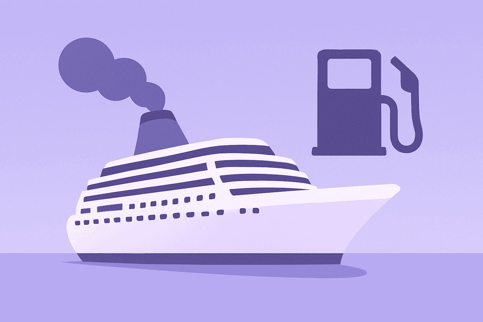 Flat vector of cruise ship under fuel strain representing Royal Caribbean Q1 earnings and trimmed guidance from higher fuel costs.