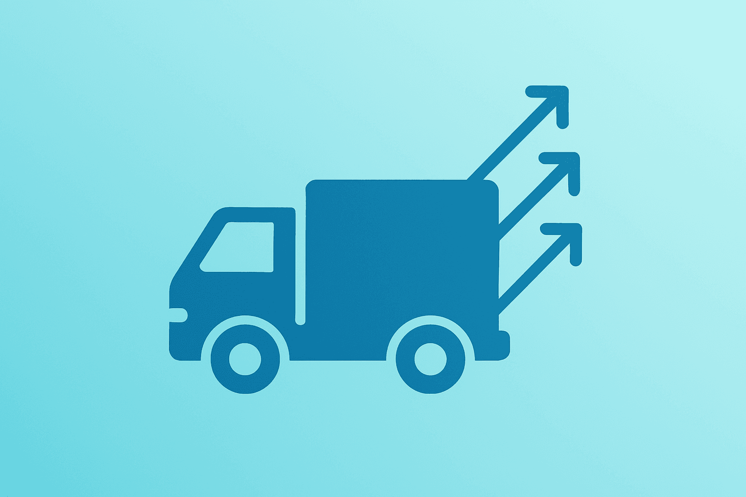 Flat vector of a delivery truck merging with an upward kinetic ribbon to symbolize FedEx earnings lifting outlook.