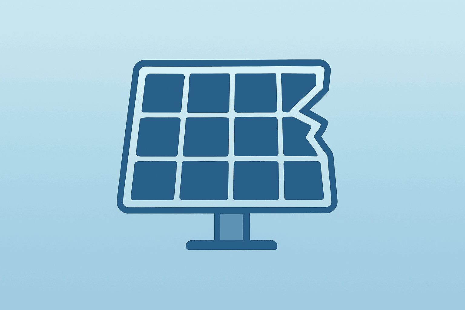 Flat vector solar module with polished center and fractured rim symbolizing First Solar Q2 2026 earnings margin strength.