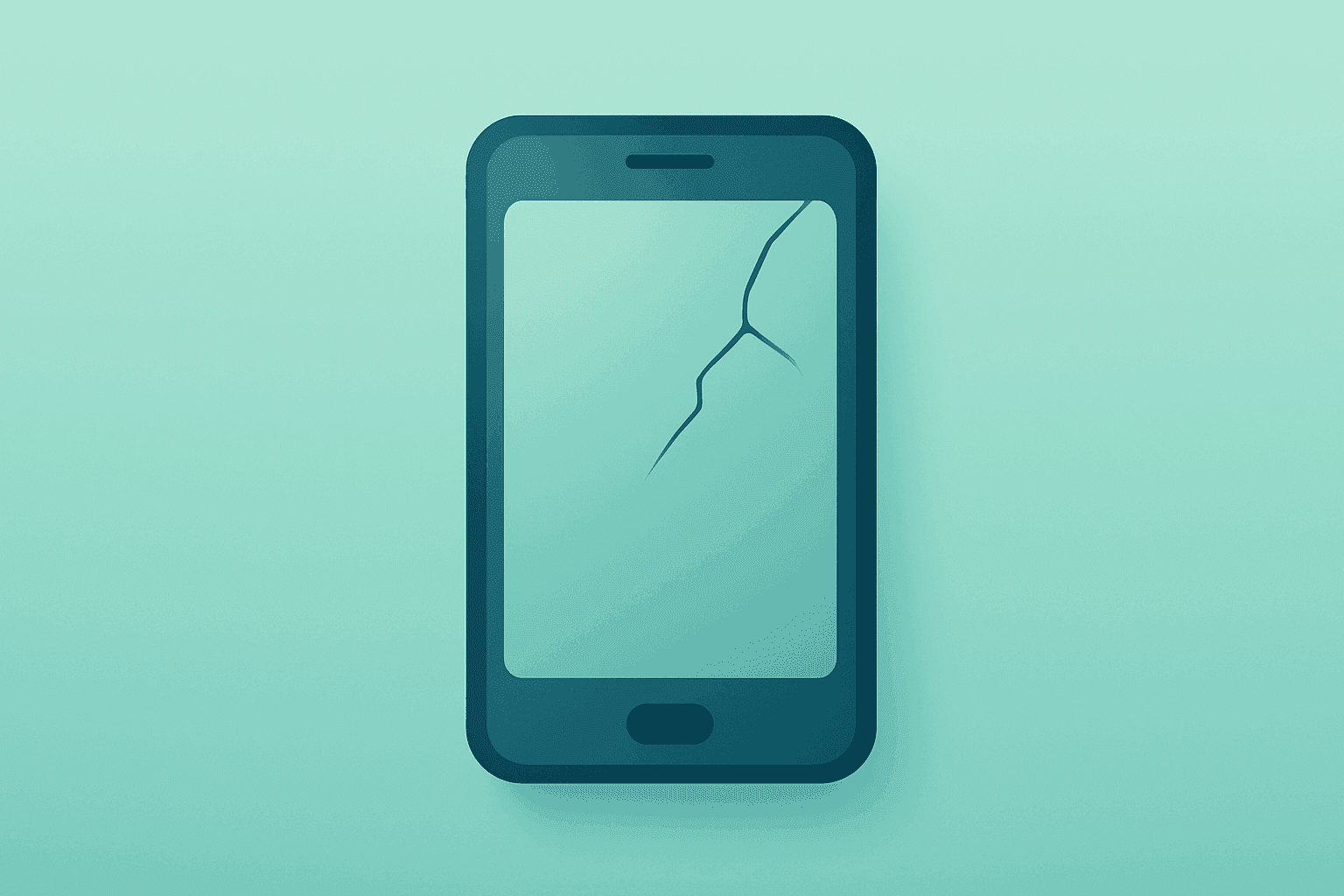 Centered flat-vector smartphone with a dimming screen and subtle fracture to symbolize Match Group Q2 revenue caution