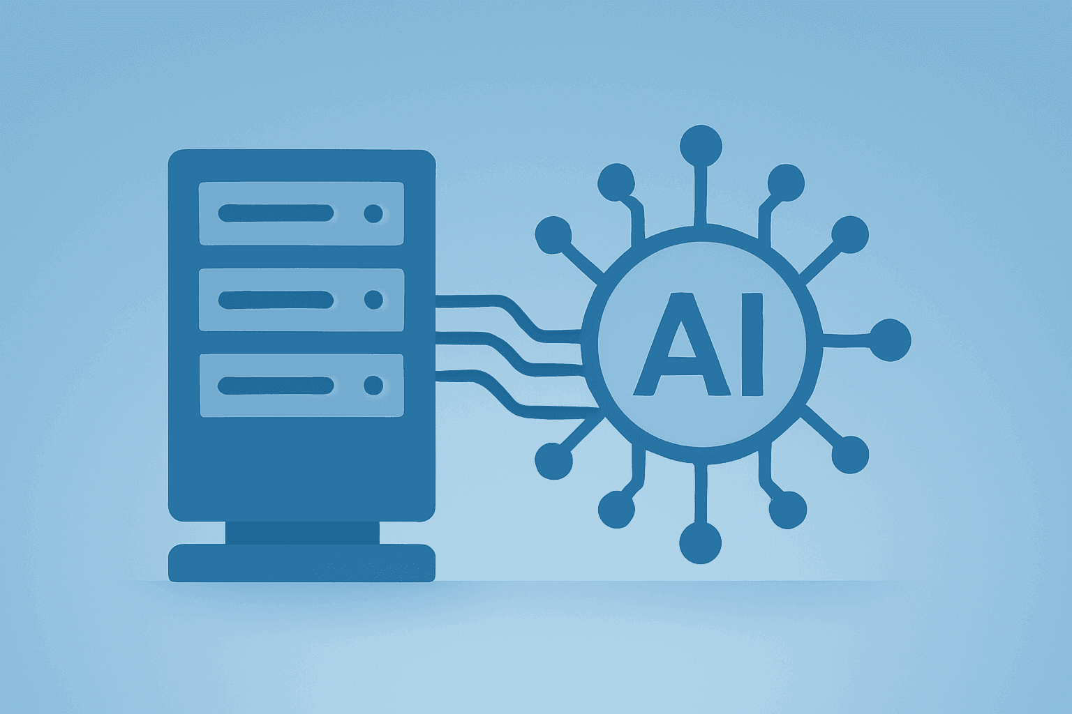 Flat-vector server icon symbolizing Salesforce earnings and Claudeforce AI integration on a light gradient with subtle shadow